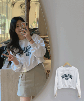 [예쁨주의!] 로코 코튼 레터링 루즈핏 크롭 숏 맨투맨 쭈리 티셔츠